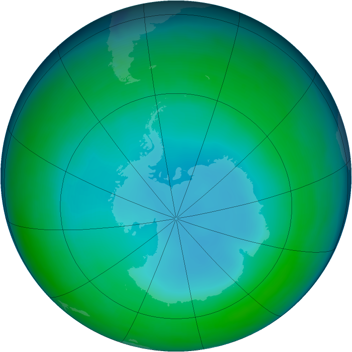 Antarctic ozone map for July 1997